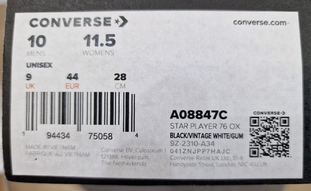 Trampki Converse A08847C Star Player 76 rozmiar 44 28 cm.