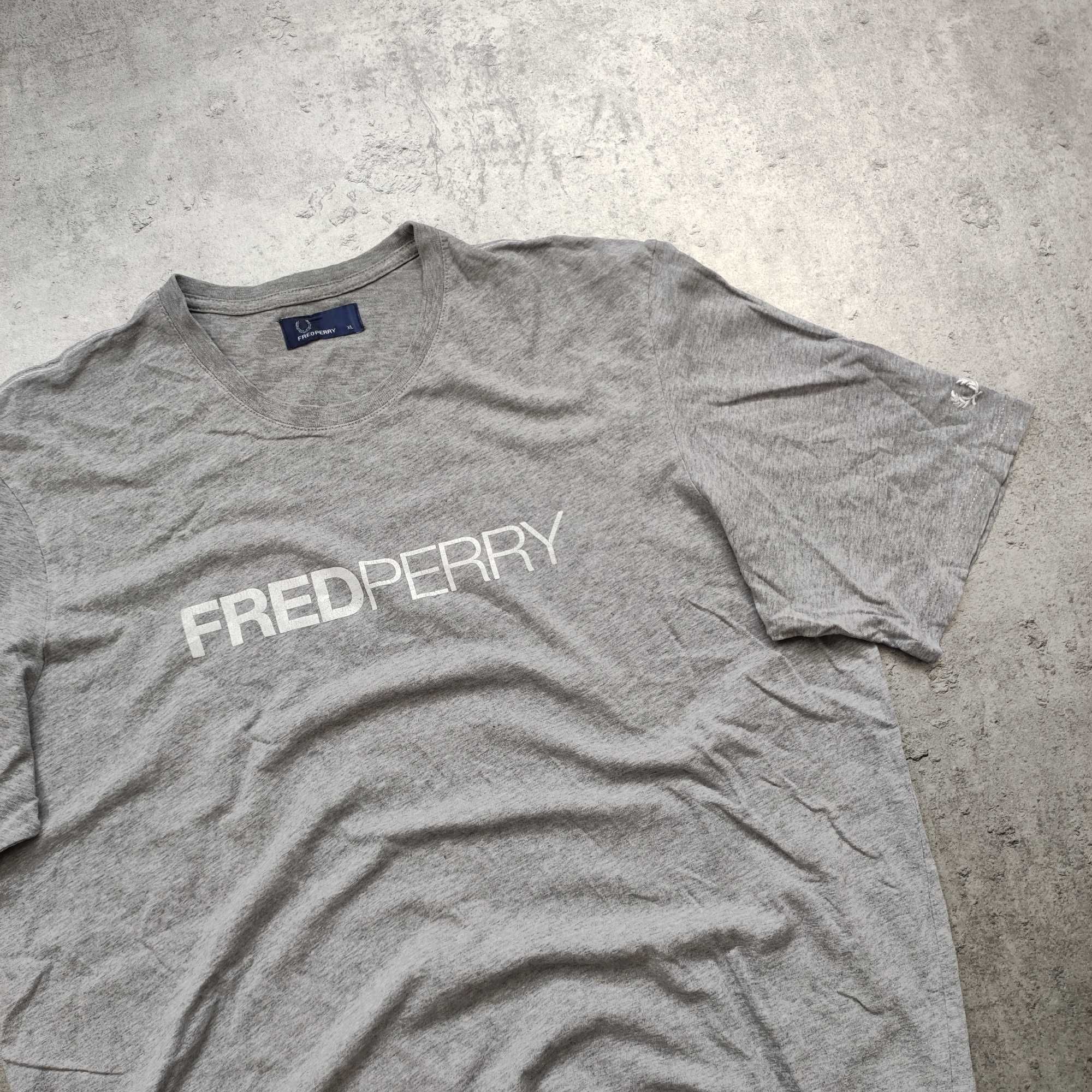 MĘSKA Koszulka Bawełna PREMIUM Szara Fred Perry Elegancka Casualowa