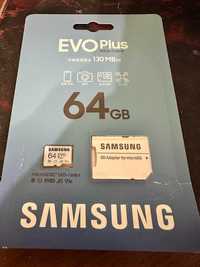 Karta Pamięci Samsung EVO Plus 64GB Nowa microSD + Adapter SD