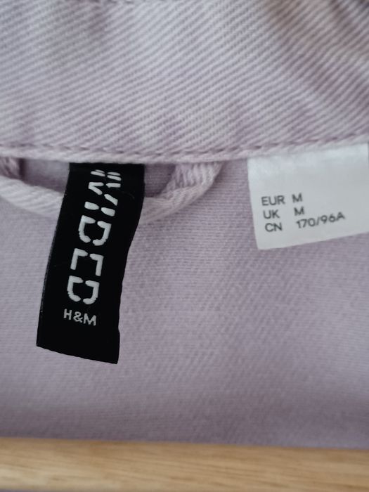 Bawełniana koszula jeansowa oversaiz M liliowa H&M