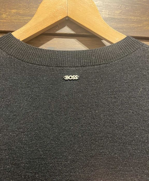 Wełniana czarna sukienka HUGO BOSS