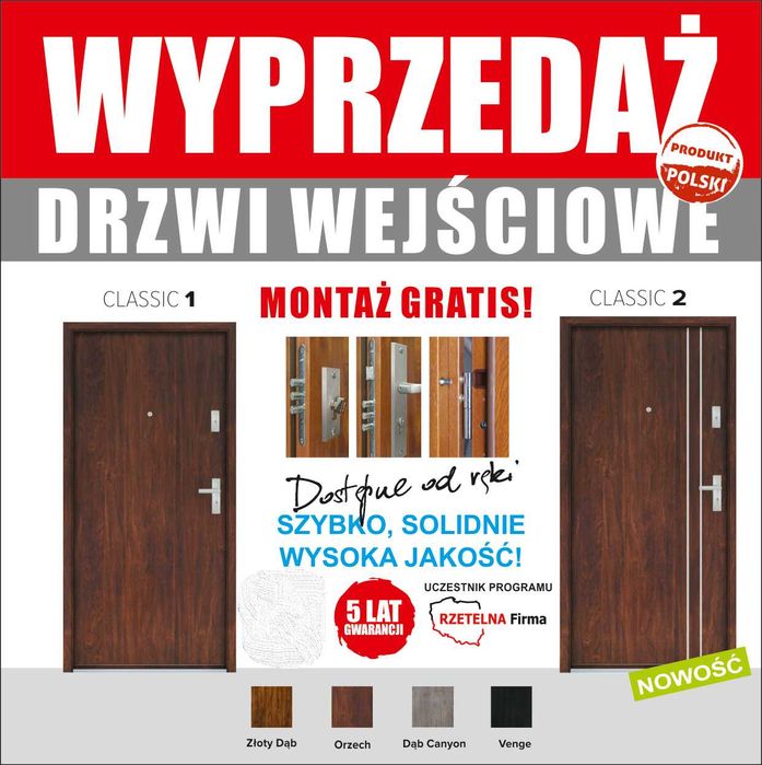 Drzwi zewnętrzne do mieszkań i domów z montażem