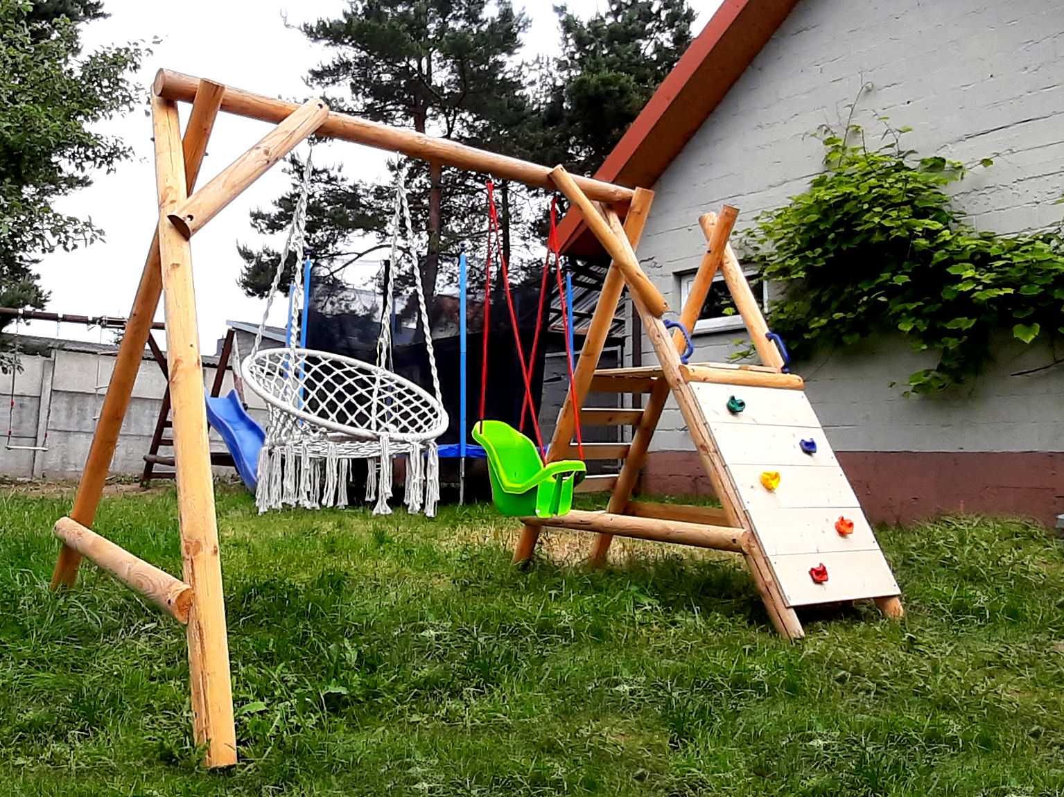 Drewniany Plac Zabaw do Ogrodu PLUTO 2Huśtawki Ścianka PRODUCENT