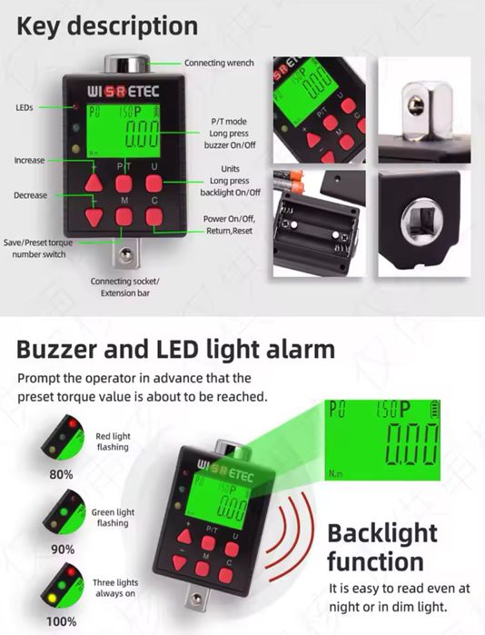 Chave dinanometrica digital alta precisão torque: 0.3-30nm