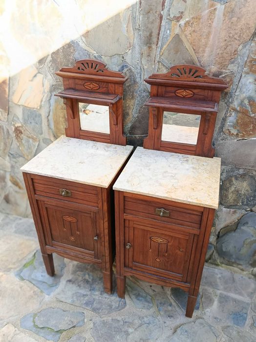 Mesas de cabeceira madeira maciça  embutidos Anos 30 1,04mt
