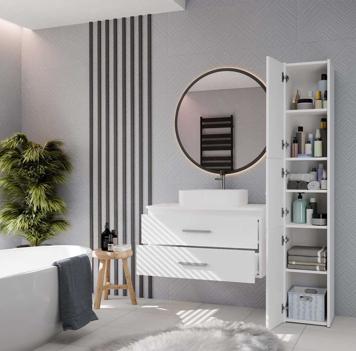 Szafka łazienkowa NEL 80 Wisząca 80 CM Pod Umywalkę 2 Szuflady BIAŁA