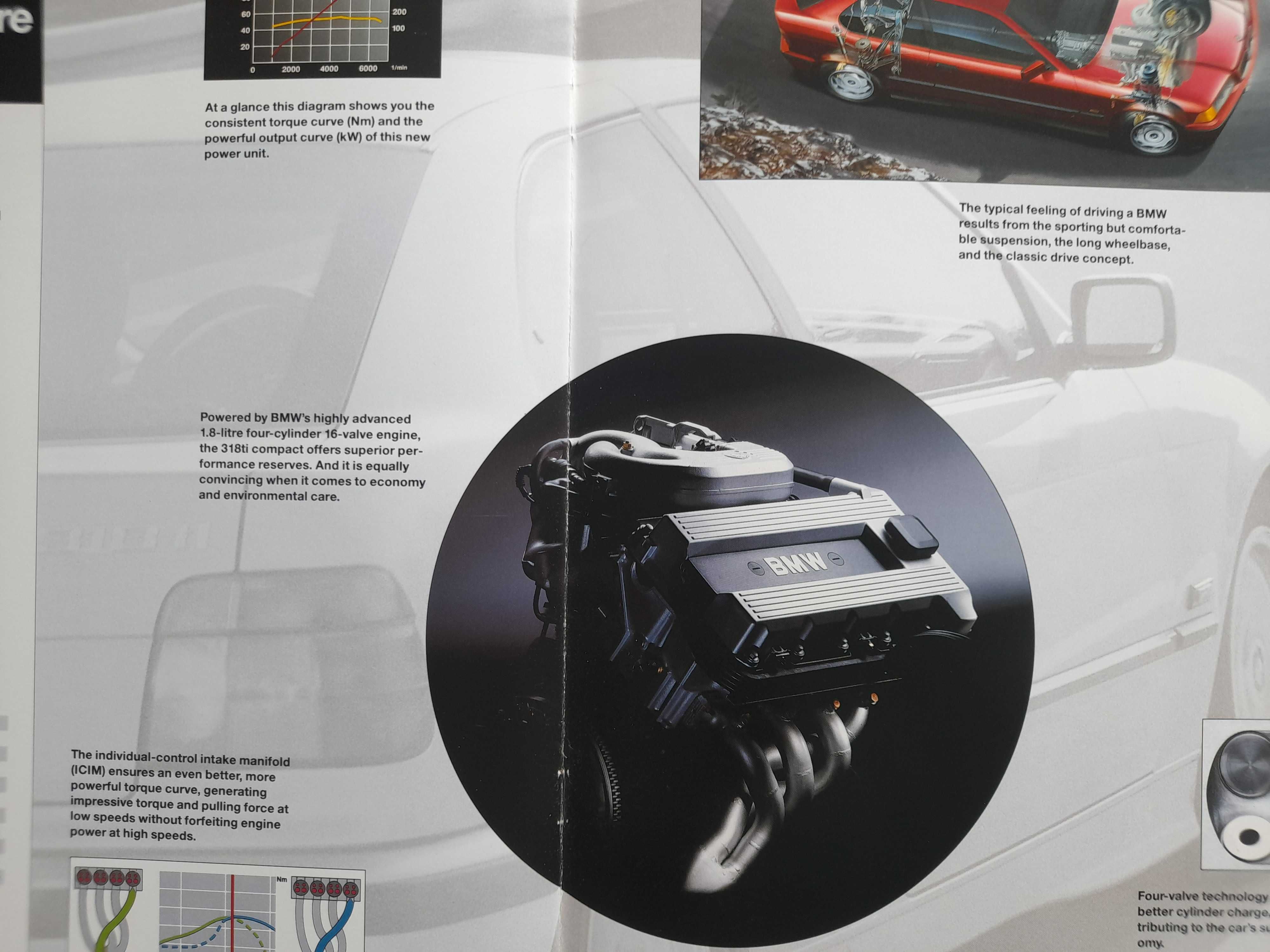 BMW 318ti Compact prospekt niemiecki w j. angielskim rok 1994