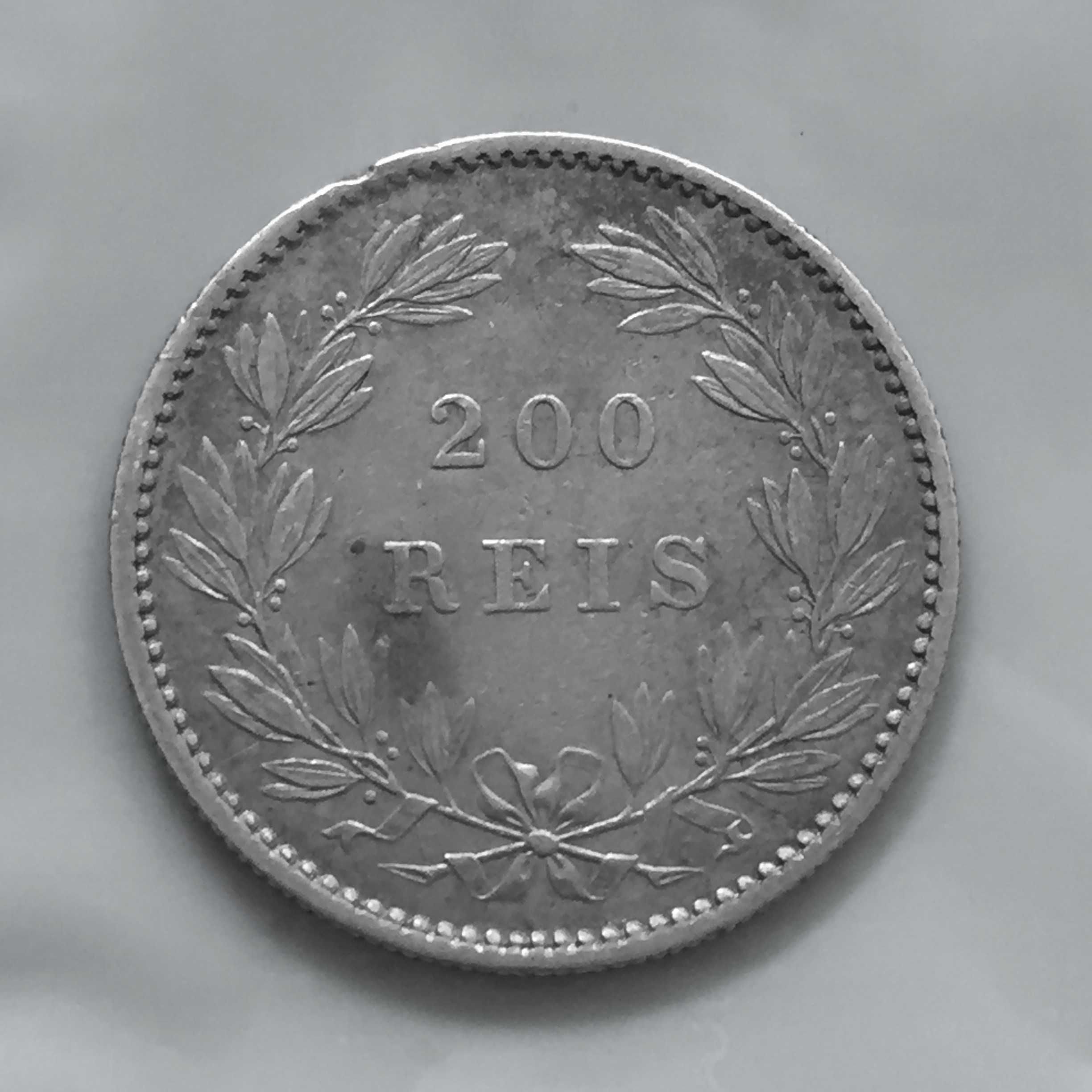 200 réis 1887 em prata - Rei D. Luís I