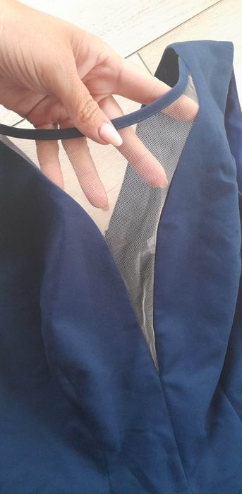 Sukienka rozkloszowana niebieska koktajlowa wieczorowa