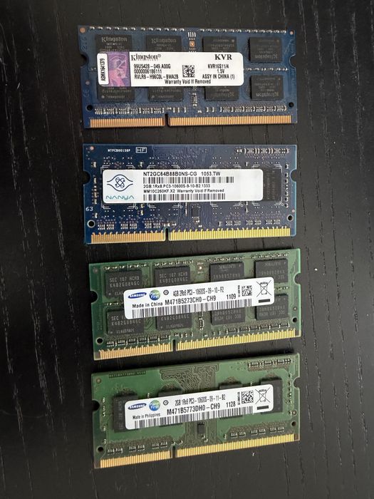 Memorias para portatil varias