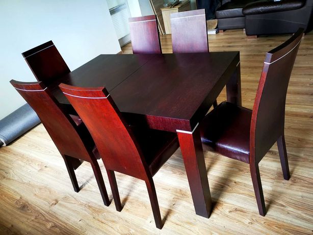 Masywny rozkładany stół Borys + 6 krzeseł