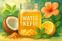 Kefir de aqua com açúcar de côco.