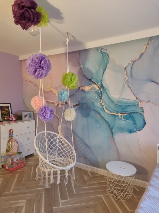 Nowa Tapeta uwalls różowa/ niebieska abstrakcja