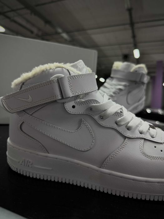 ХУТРО! Зимові Nike Air Force 1 White 36 37 38 41 42 43 44 45 46 найк