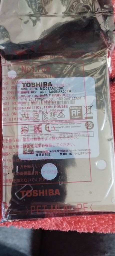 Hdd toshiba 200 gb.