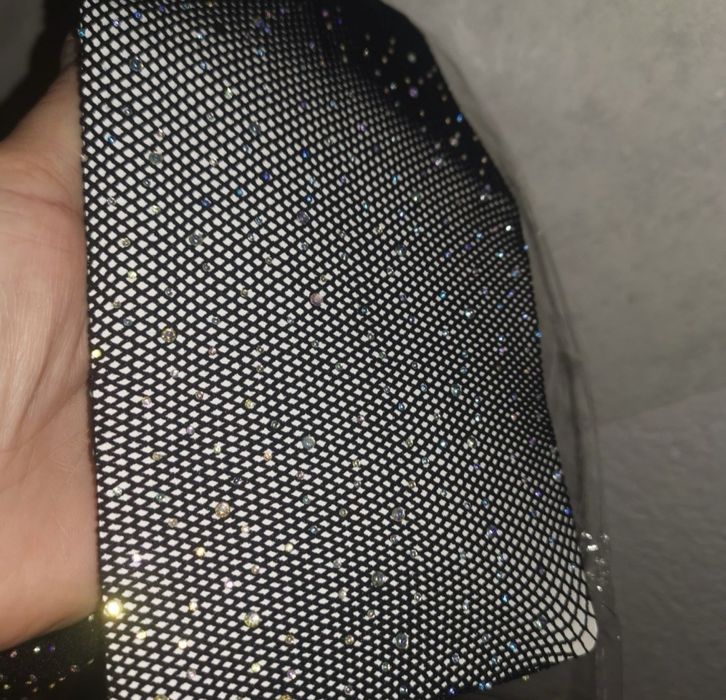 Rajstopy cyrkonie kabaretki pończochy siatka siateczka czarne S/M