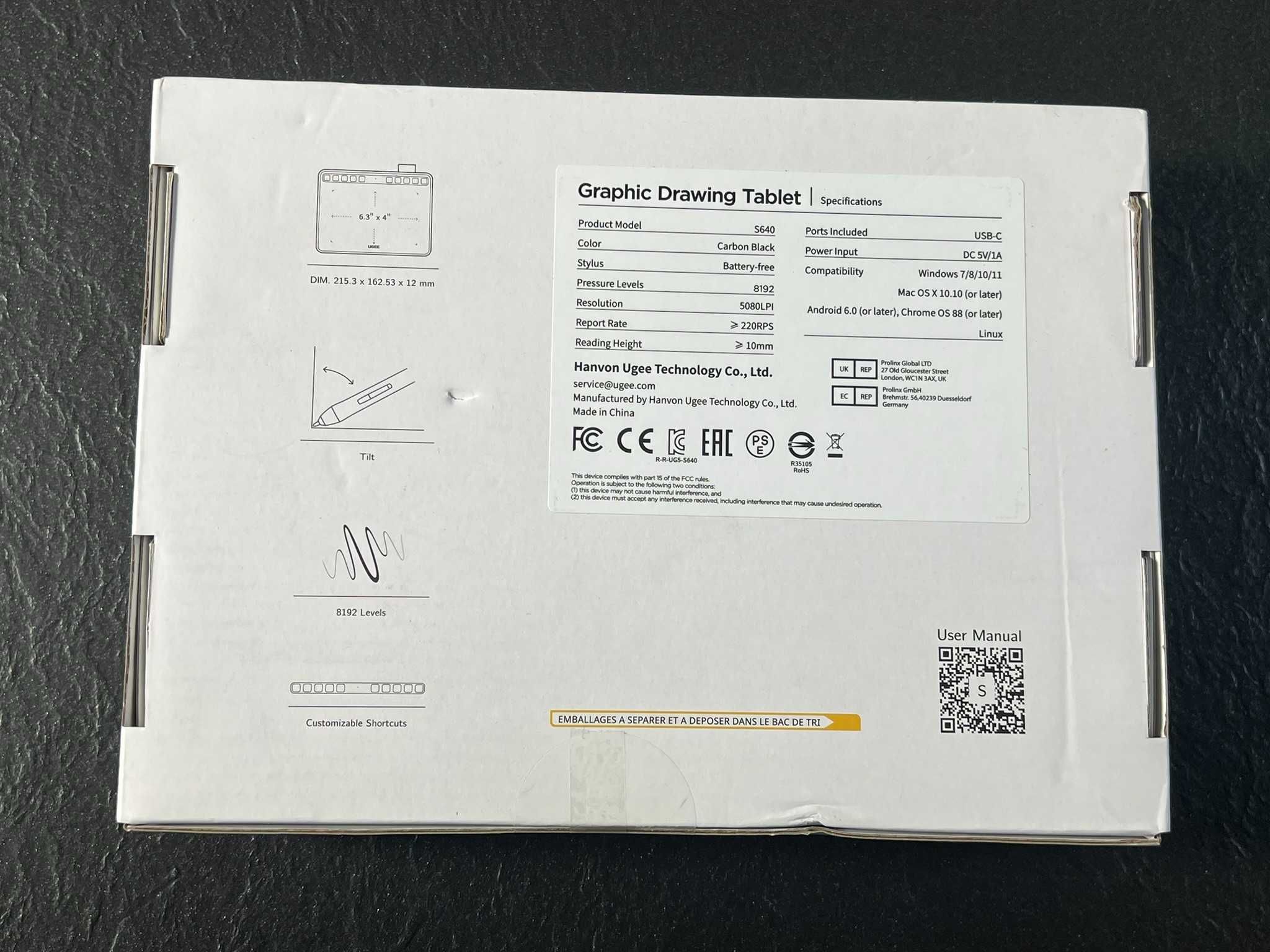 UGEE S640 tablet graficzny kompatybilny z Windows Mac Linux