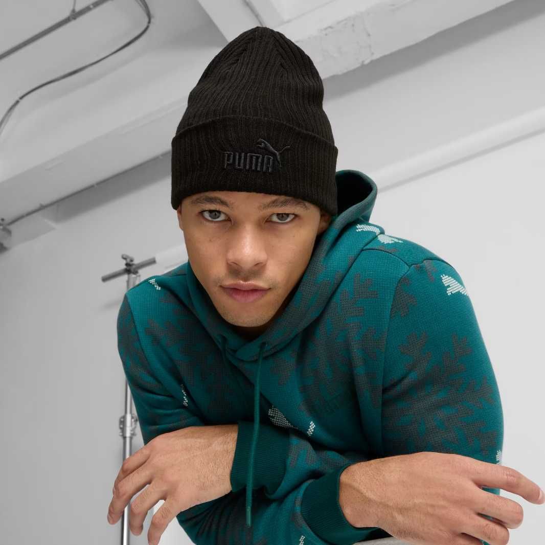 Чорна \ сіра зимова шапка puma ribbed cuff beanie нова оригінал з сша