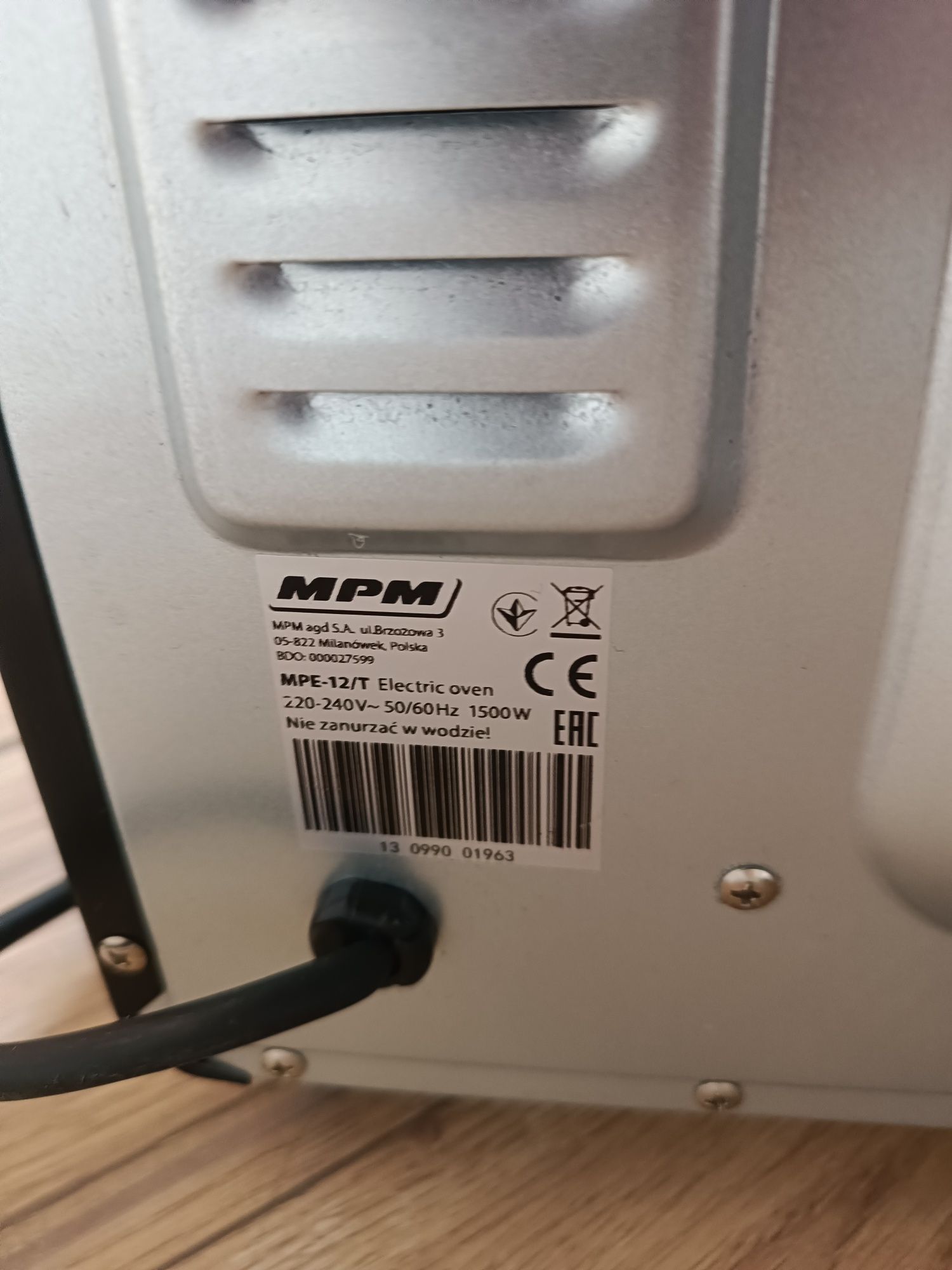 Piekarnik elektryczny Mpm Mpe-12/T jak nowy użyty 3 razy termoobieg