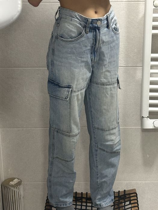 Calças de ganga cargo 34