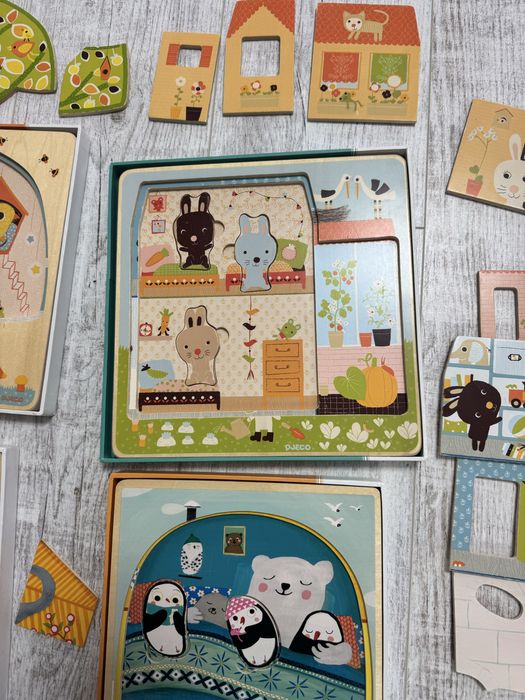 Комплект  4 пазлів Джеко Djeco та гра рибалка