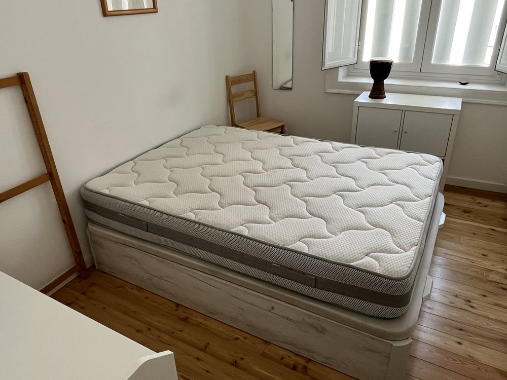 Cama casal | Sommier de madeira WOODSPACE | 1,90 x 1,40 | cor snow