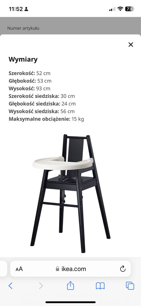 Krzesełko do karmienia Ikea Blames stan idealny