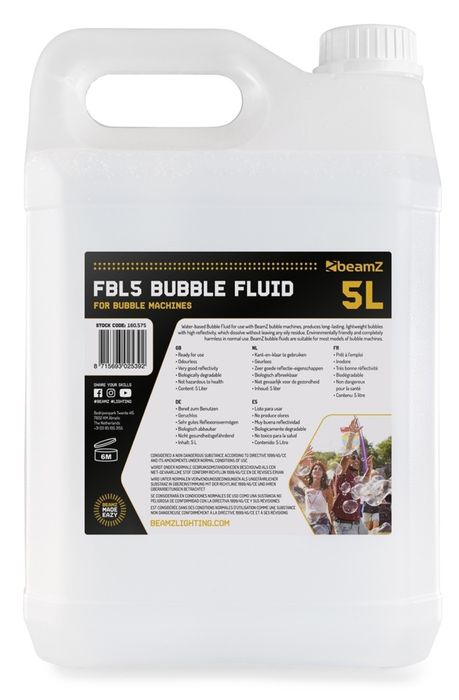 Líquido p/ Máquinas de Bolhas (5 Litros) FBL5 - beamZ
160.575