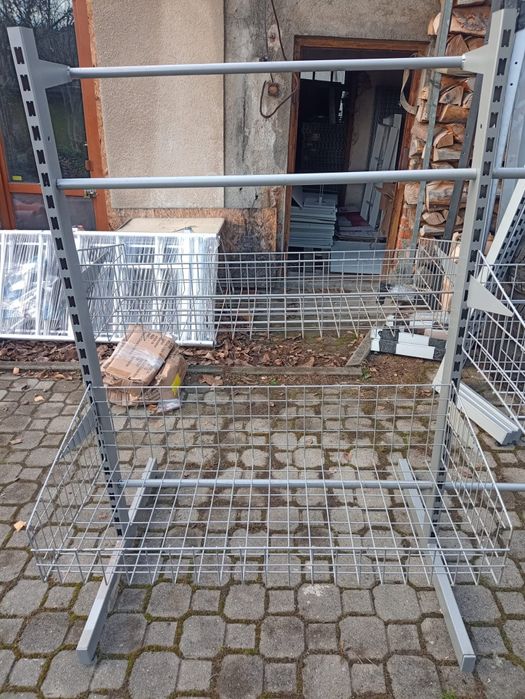 Regał dwustronny systemowy, metalowy - gondola modułowa