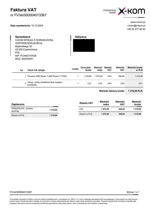 Procesor Ryzen 7 7700x GWARANCJA 2LATA