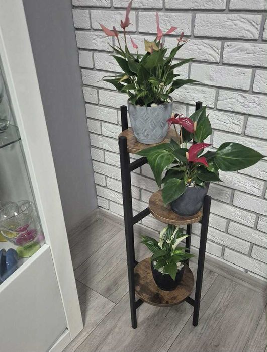 Kwietnik loftowy 3-poziomowy metalowy stojak na kwiaty rośliny