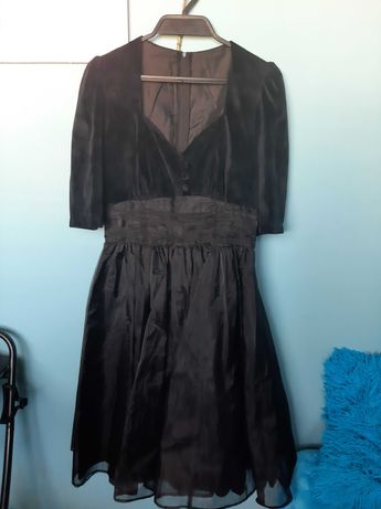 Czarna sukienka rozkloszowana, Black Velvet Dress, Restyle