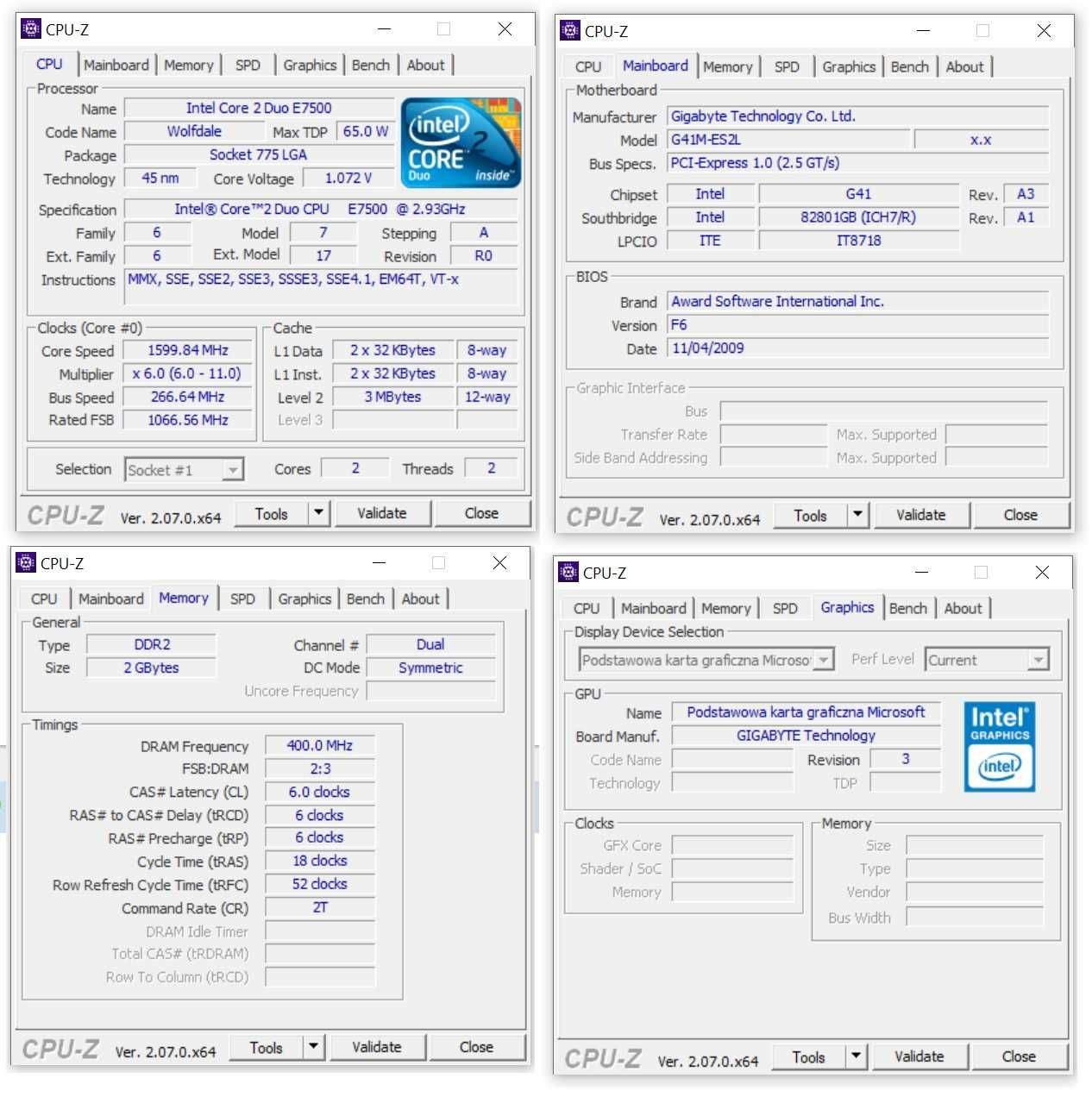 Pc intel duo E7500