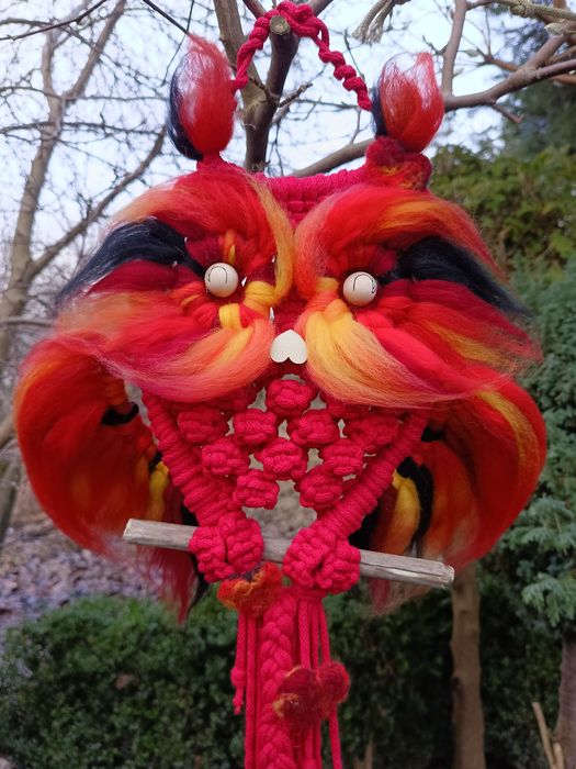 Czerwona sowa makrama