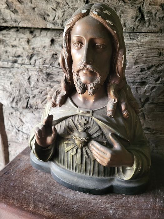 Stare sygnowane popiersie Pana Jezusa Jean Carli