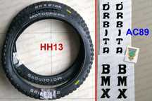 Pneus 20x2.125 "Motocross", autocolantes Órbita, Vilar, EFS, Fundador