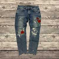 Джинсы Zara Man Roses Floral Embroidery Distressed Jeans