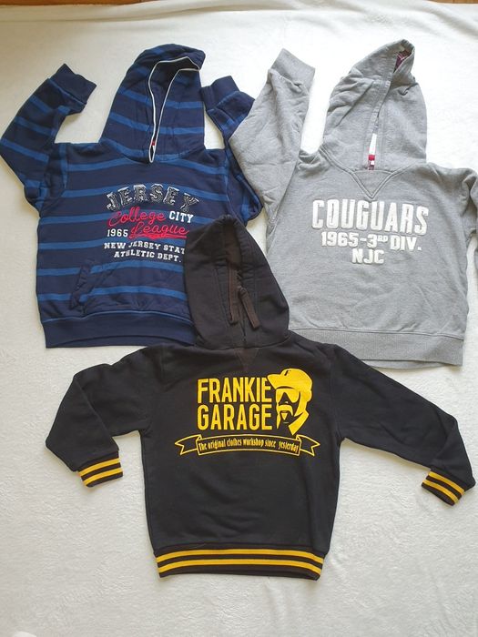 3 x bluza bawełna 100% 116-122 cm 6-7 lat szara czarna granatowa