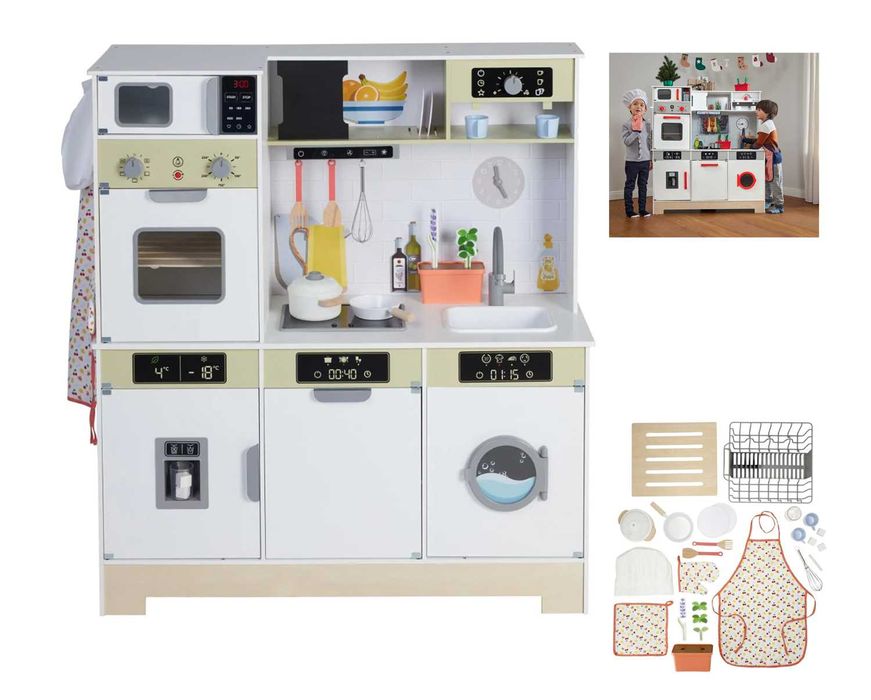 Kuchnia dla dzieci kuchenka kostkarka zmywarka pralka mikro DREWNO XXL