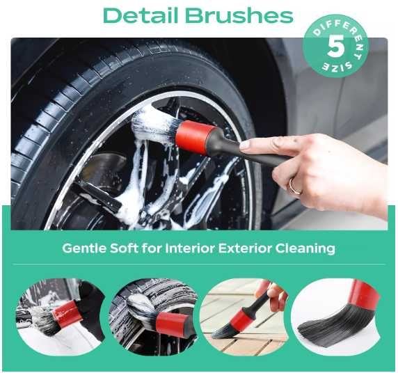 BESTCOOL - 20-częściowy zestaw pędzli do czyszczenia samochodu
