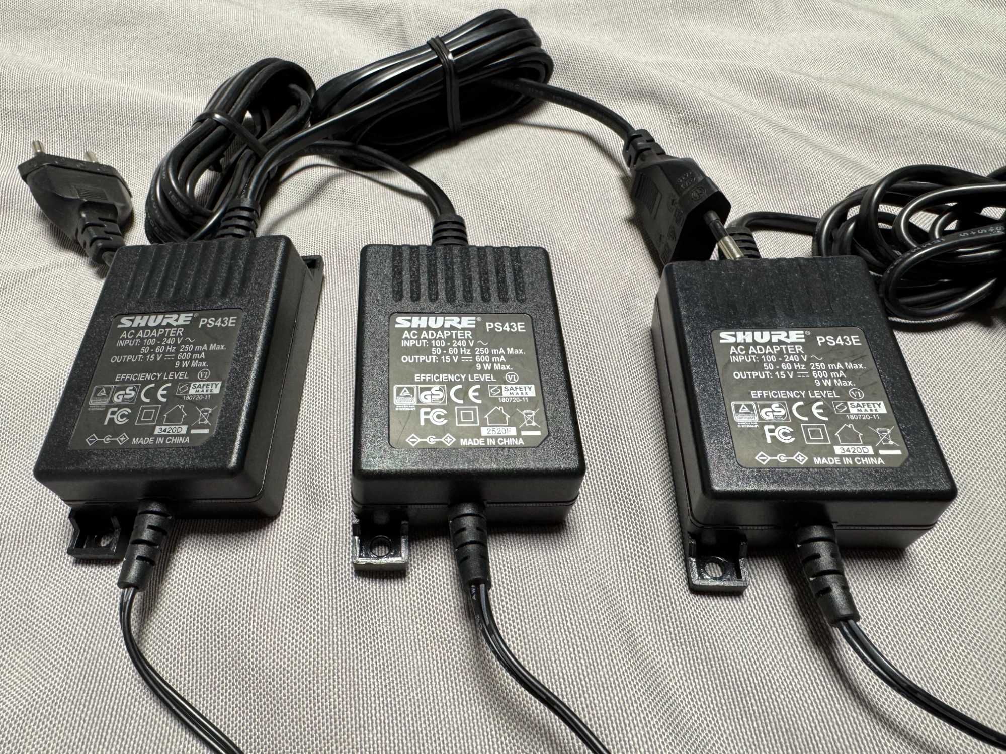Zestaw: 3 x Zasilacz Mikrofon Shure PS43E SLX GLX