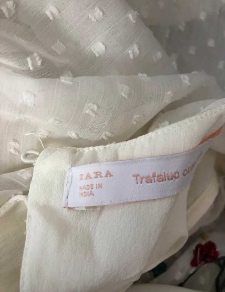 Zara haftowany kombinezon w kwiaty tkanina plumeti L