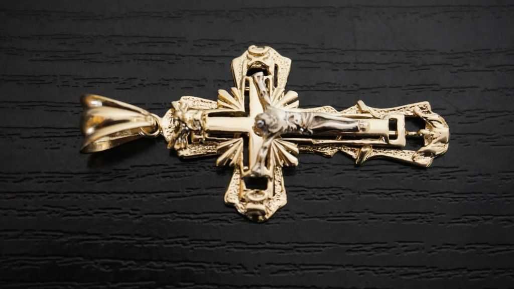 Złoty Wisiorek Zawieszka - Krzyż Krzyżyk