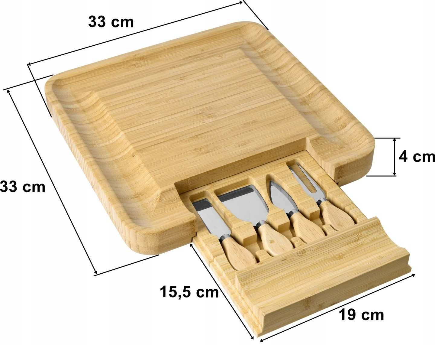 bambusowa deska do serowania serów wędlin z akcesoriami