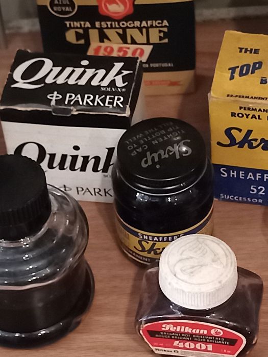 Frascos antigos de tinta para caneta de tinta permanente