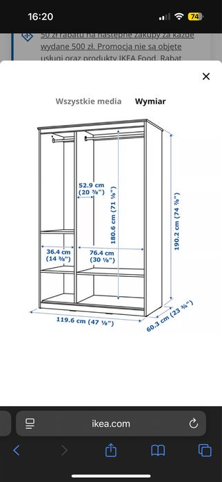 Meble ikea komplet komoda i szafa