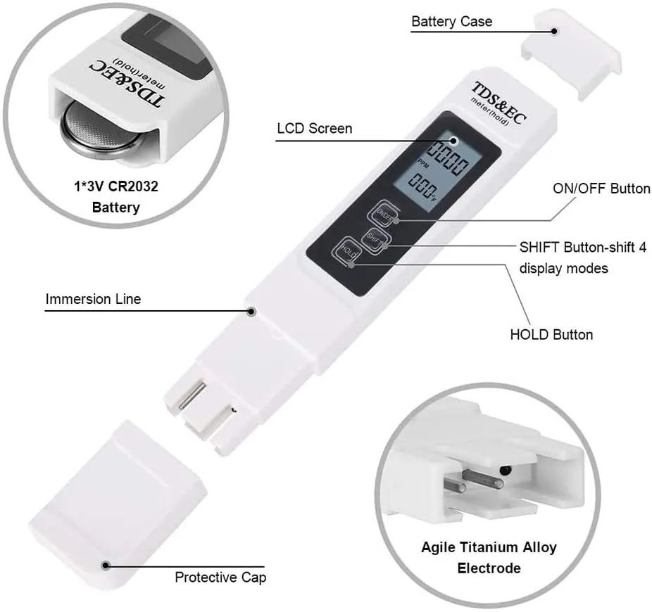 Цифровой тестер качества воды TDS EC температуры и чистоты TEMP PPM