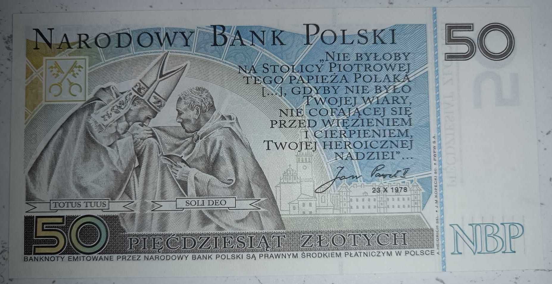 banknot kolekcjonerski 50 zł Jan Paweł II