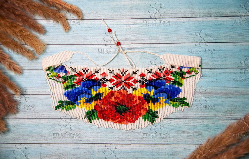 Чокер-кольє з бісеру з бахромою