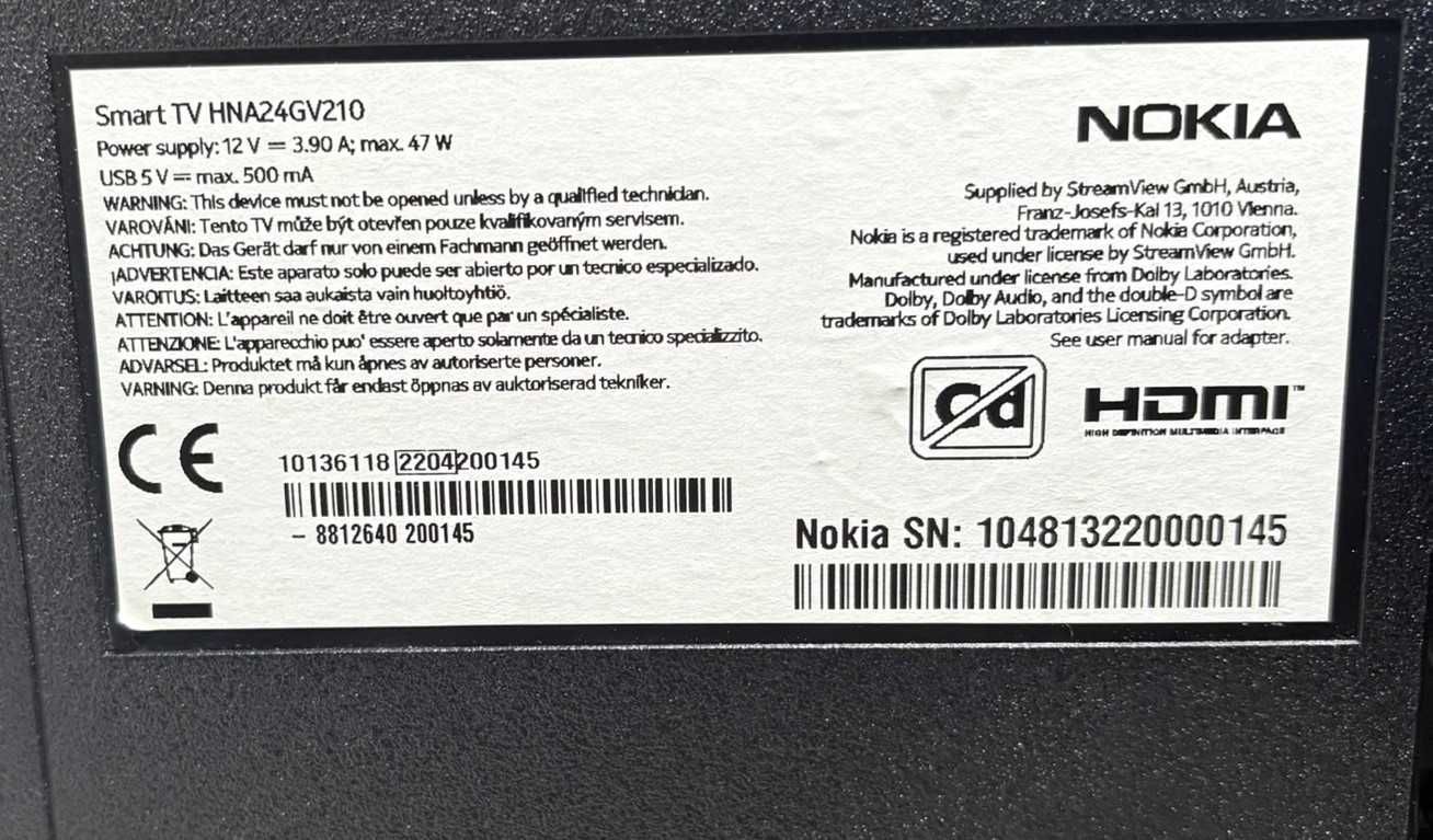 Telewizor LED Nokia HNE24GV210NC 24" HD Ready DVBT2 Smart